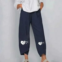 Absuyy casual pantalone za žene Ljetni modni manji struk sa džepovima Atletska hlače Mornarička veličina