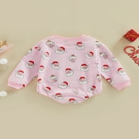 Toddler Baby Girl Tops Božićne dukseve Slatka ružičasta Santa Claus Romper