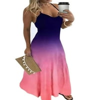 Colisha Žene Long Maxi haljine bez rukava Spaghetti haljina V izrez Ljeto plaža Sundress Loose Bohemian
