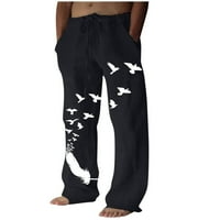 Muške pantalone modne pamučne posteljine džep casual čipke up duksere pune dužine jogger hlače olovka