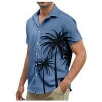 Gotyou Havajske majice za muškarce kratki rukav obične fit muške cvjetne majice plavi xxxxl