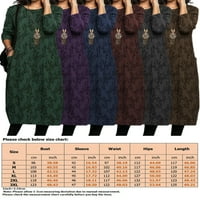 Niveer žene Line haljine s dugim rukavima Midi haljina cvjetna tiska Kaftana Crew izrez ljubičaste 2xl
