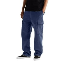 Ketyyh-Chn muške teretne hlače Trendy Ležerne prilike elastične strugove za muške hlače Mornarice, 2xL