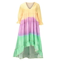 Ženske proljetne haljine kratki rukav V-izrez Swing Slatka haljina Majčin dan Poklon Yellow XXL