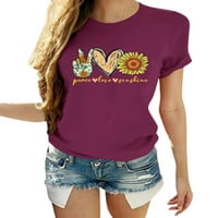 Saodimallsu ženski suncokret Ispis kratkih rukava Ljetne majice Loose vrhovi