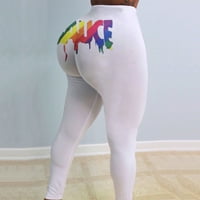 Absuyy seksi ispisano rastezanje Slim Fit pune dužine zimske pada joge hlače bijele veličine s