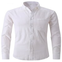 Grianlook muns casual gumb dolje bluza dugih rukava rever na vratu rade s džepom majice bijeli l