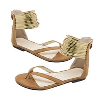 Par ravnih flip-flopa Ležerne prilike za noge Rimske sandale Ljetne cipele za žene dame - smeđa