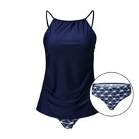 TAWOP Smeđi kupaći kostimi za žene Žene Print kaiste struk dva tanka kupaća kostim plave veličine l