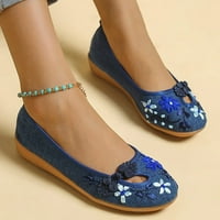 Miayilima plave sandale žene cvjetne dugme za vez dekor za žene kliznite na plitku usta Jednostavne