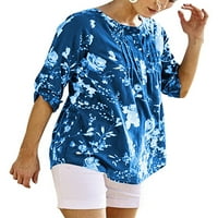 Ženska majica s cvjetnim rukavima Tunička bluza Labavi na vrhu siva 5xl