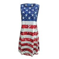 Ženska američka zastava ljetne haljine bez rukava bez rukava neovisna haljina A-line suknja vruće ružičasta