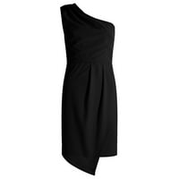Ljetne haljine za ženske ležerne čvrstoće jedno ramene zavoj bez rukava nepravilno odijelo