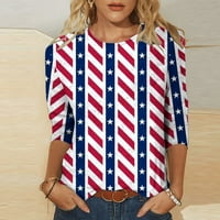 Patriotske majice Dan nezavisnosti Osnovni vrhovi za žene Ležerne prilike Labavi američka zastava V