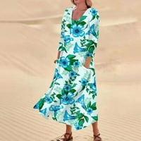 Strungten Summer Haljina za žene Ležerne prilike tiskane udobne modne ručice Džepne haljine za žene