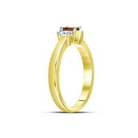 14KT Žuto zlatna princeza smeđa dijamant 3-kameni svadbeni zaručni prsten za vjenčanje CTTW