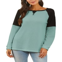 Niuer Womens okrugle majice s dugim rukavima pletiva slim fitit jesen tee vrhovi pulover