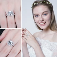 Jewelrypalace 3CT CUSHON CUSHON HALO zaručni prstenovi za žene, 14K pozlaćeni sterlijski srebrni kubični