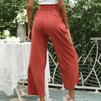 Amlbb ženske hlače široke noge hlače od pune boje hlače sa visokim strukom