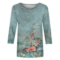 Qilakog ženska grmljač majica majice majice modni cvjetni tiskani okrugli vrat casual plus veličina