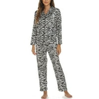 Pidžama za žene postavljene plus veličine - tipke s dugim rukavima hlače sa loungewear noćni čudovište