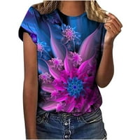 Usmixi ženske majice labavi fit modni pulover vrhove Ljeto kratkih rukava okrugli vrat dame leptir tisak