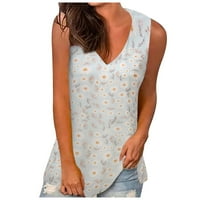 Majice za žene labavo cvjetno tiskano bluza okrugla izrezana majica bez rukava majica bez rukava TOP
