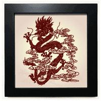 Kineski zmajski životinjski portret crni kvadratni okvir za slike zidne tablete
