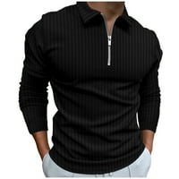 Crne muške polo majice muške ležerne jesenske prugaste tkanine majica patentni zatvarač Okrenite majicu