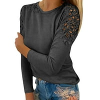 Ketyyh-Chn Bluze za ženska majica ležerne duksere sa okruglim izrezom sivom, 5xl