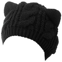 Heiheiup akrilni šešir mačke uši ženska crna pletena pletena kapica za bejzbol kapice za odrasle