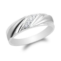 Muški 14k bijeli zlatni uzorak vjenčani prsten veličine 7-12