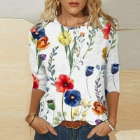 Auroural Womens T košulje Ženska modna tiskana majica Mid-duljine rukavi Bluza Okrugli vrat Ležerne