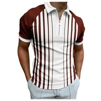 Muški polo majica casual trak print patent zatvarača Okrenite bluzu ovratniku s kratkim rukavima