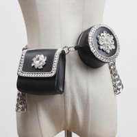 Toyella mini crossbody torba sa blistavim dijamantima crna