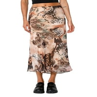 Multitraust Women Moda Srednja dužina suknja Leopard cvjetna tiskana elastična struka suknje Ljetna