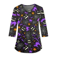 Umitay majice za žene za žene Halloween Print Graphic Teers Bluzes Uniformni kombinezoni Pulover