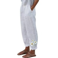 Hlače za žene obrezane kaprim hlače za žene uredske kapri hlače sa džepovima širokog nogu casual meko