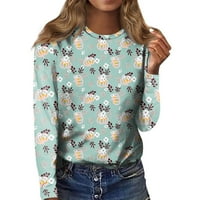 Košulje s dugim rukavima za žene na vrhu Ležerne modne modne O-izrezom Pumpkin Ghost Bat Print pulover