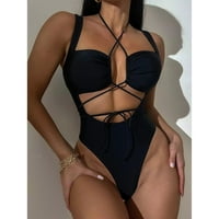 Lopecy-Sta ženski seksi jednodijelni kupaći kostimi za kupaći čipke izdubljene bez ikakvog čipke bez kupaćih kostimi za kupaći kostim Žene ušteda Žene Bikini kupaće komisije crno