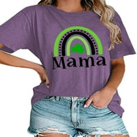 Trowalk Women Ljeto vrhovi kratki rukav majica Crew Crt Majica Rad Ležerne prilike Mama Pismo Ispis