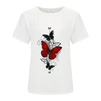 Womens Crewneck Butterfly Slatka grafika Thirt T majice Majica kratkih rukava Bluza Bluza Bikini Tops