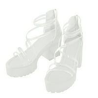Miayilima White Sandale Ženske sandale Cipele Visoke potpetice Ženske patentne patentne patentne posude