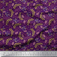 Soimoi Purple Georgette Viscoza Tkanina i lišće Ispis tkanine uz dvorište Široko