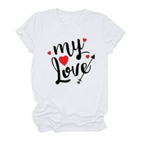 Valentinene majice za žene Crewneck Slatka ljubav tiskana s kratkim rukavima tunika blube casual labavi