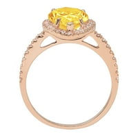 2.38ct kruška od žutog prirodnog citrina 18k ružičasta ruža zlatna egraviranje izjava bridalna godišnjica angažmana vjenčana halo prstena veličine 5.5