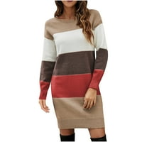 Lovskoo ženski pulover za vrat za vrat za vrat Žene dugih rukava posada za vrat izrez labave boje podudaranje