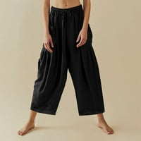 Ženske hlače Žene Lood široke pantalone za noge Comfy joga hlače Ležerne prilike nose pamučne pantalone