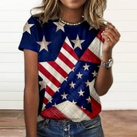 S vrhova ramena za žene plus veličine patriotske odjeće modni ljetni V izrez casual s kratkih rukava