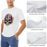 Zla lubanja s američkim zastavom Vintage majica MENS CLASSIC CREWNECK kratkih rukava majica unise bijeli